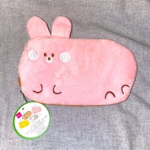 Pink bunny plush pencil case or pouch